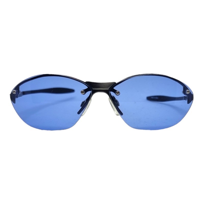 Locs Y2K Solbriller Med Blå Glas Og Mørkt Metal Stel | Basel