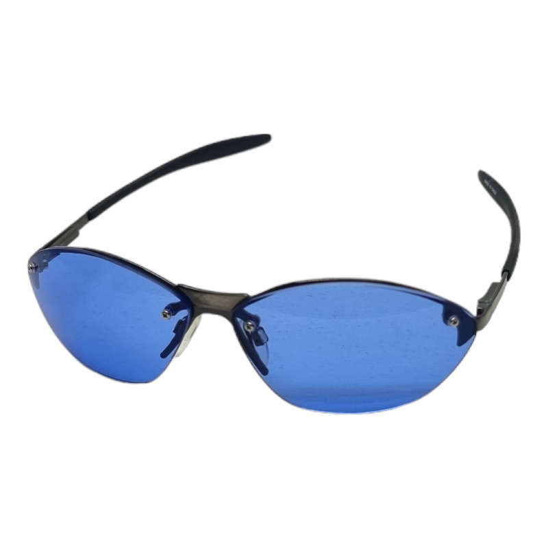 locs Y2K Solbriller med blå glas og mørkt metal stel | Basel