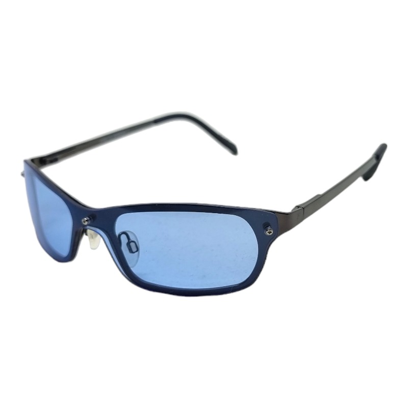 locs Y2K Solbriller med blå glas og mørkt metal stel | Vienna