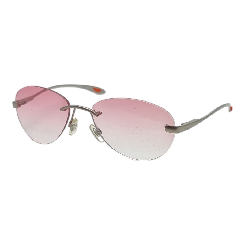 locs Y2K Solbriller med lyserøde fade glas og metal stel | Munich