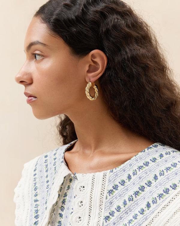 Loeffler Randall Atticus Gold Twisted Hoop Earrings