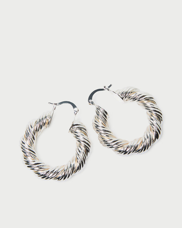 Loeffler Randall Atticus Silver Twisted Hoop Earrings