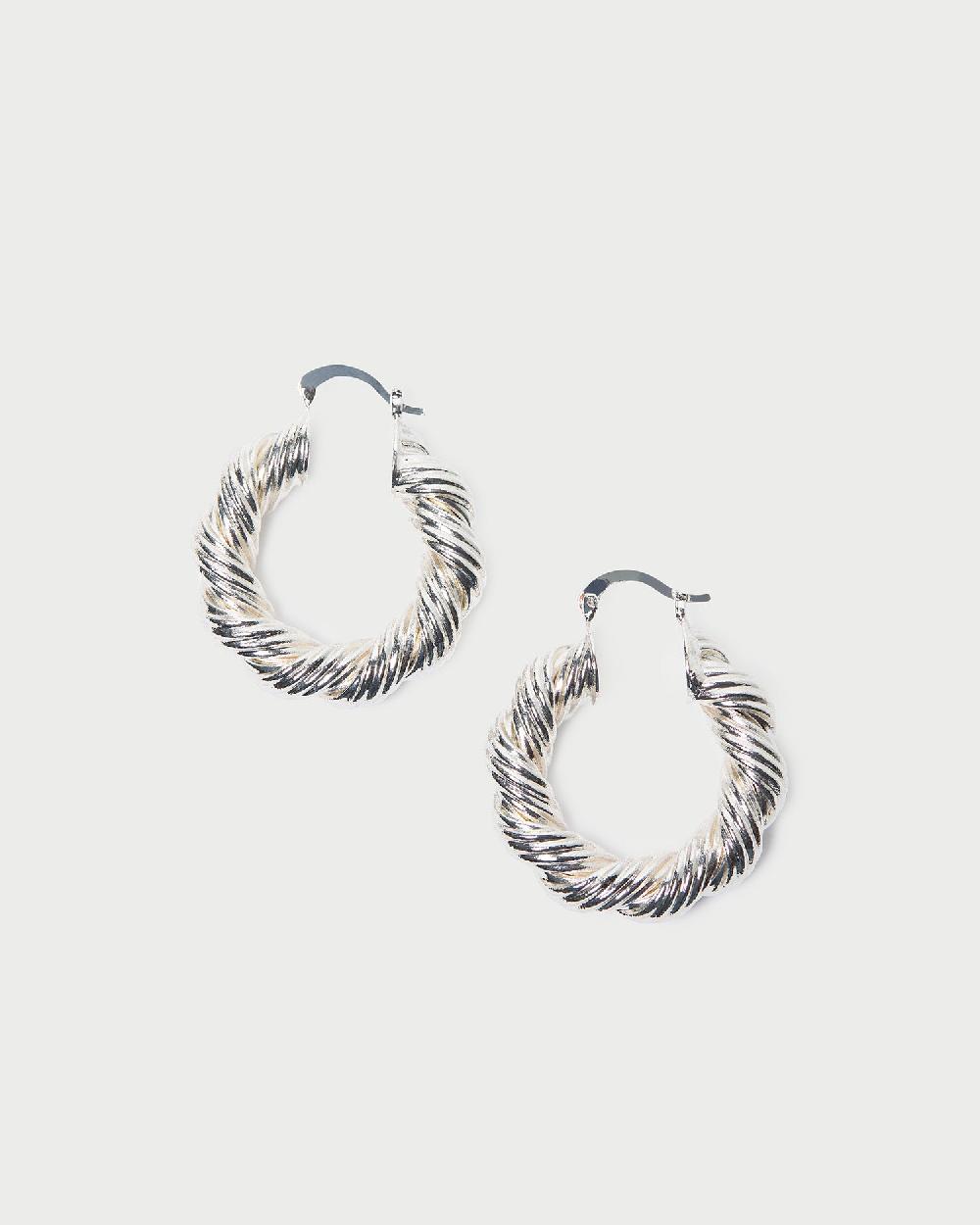 loeffler randall Atticus Silver Twisted Hoop Earrings