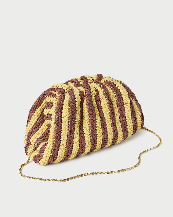 Loeffler Randall Bailey Brown/Butter Stripe Dome Clutch