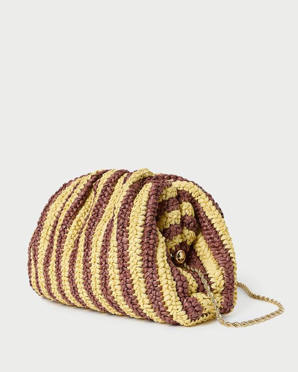 Loeffler Randall Bailey Brown/Butter Stripe Dome Clutch