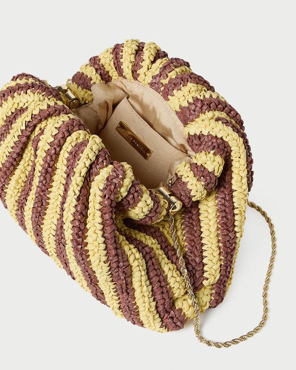 Loeffler Randall Bailey Brown/Butter Stripe Dome Clutch