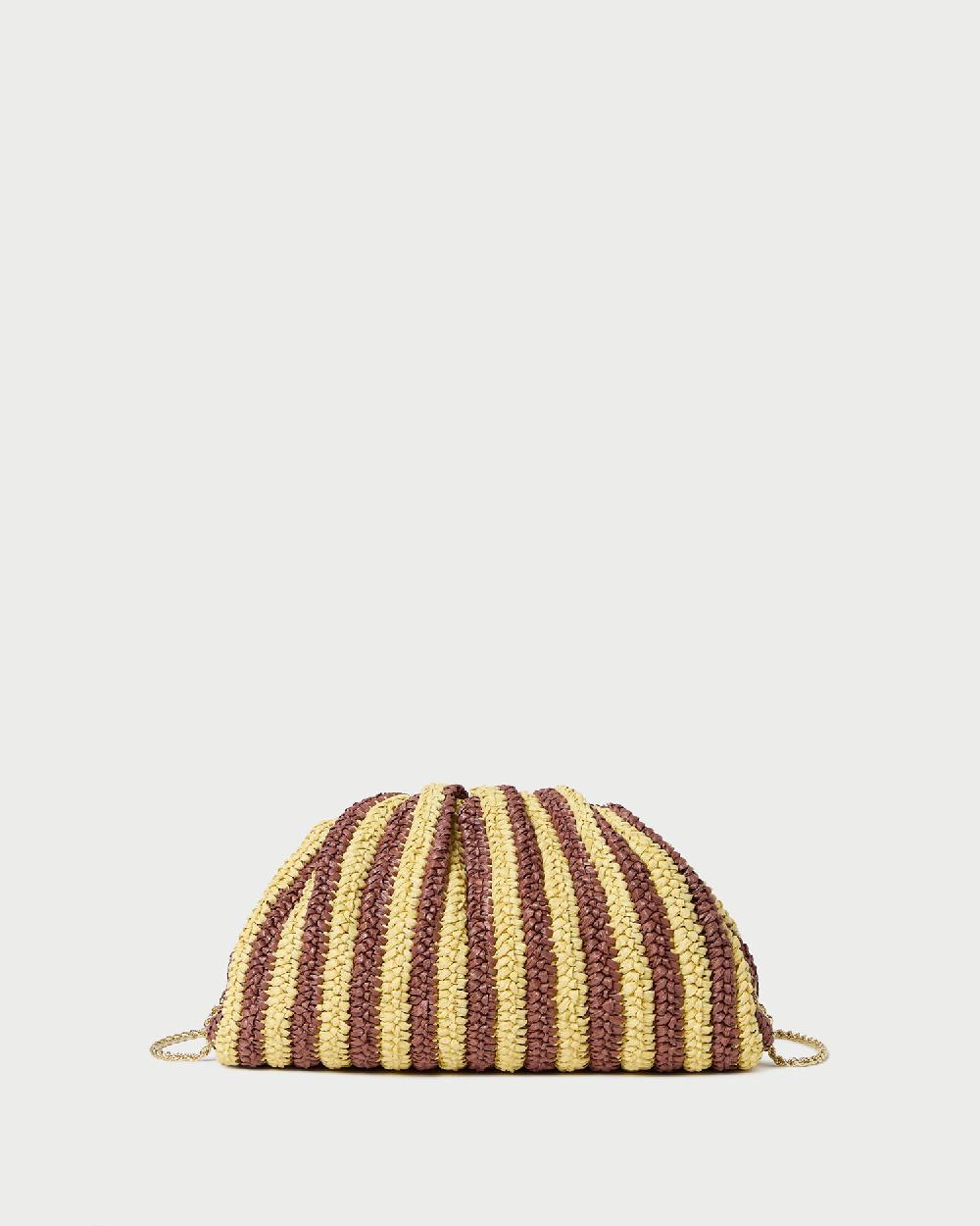 loeffler randall Bailey Brown/Butter Stripe Dome Clutch