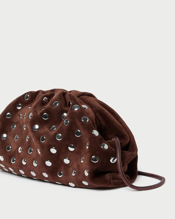 Loeffler Randall Bailey Espresso/Silver Dome Clutch