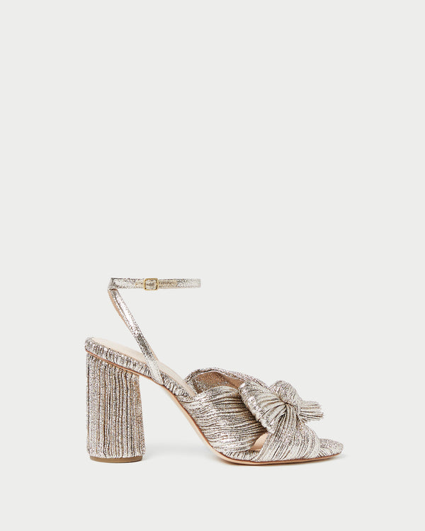 Loeffler Randall Camellia Champagne Pleated Bow Heel