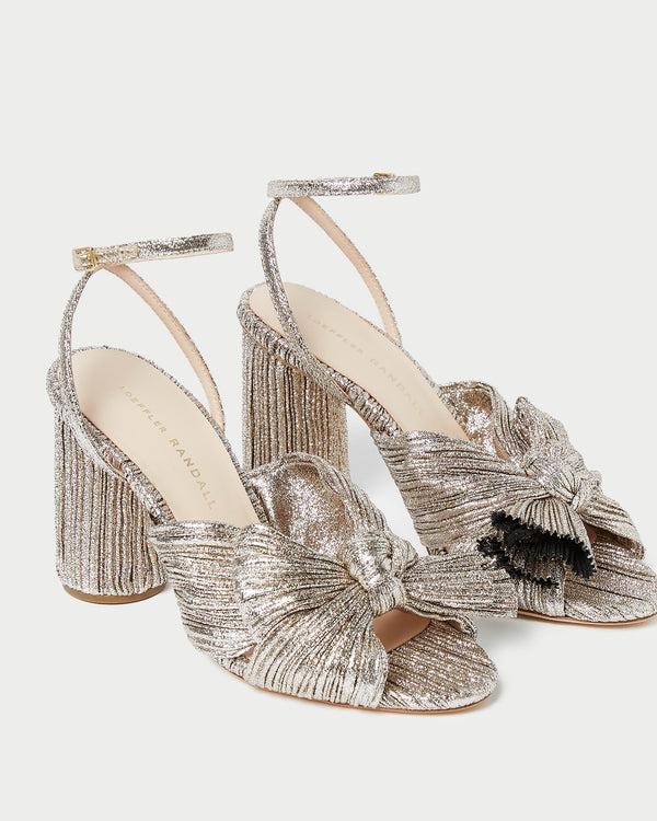 Loeffler Randall Camellia Champagne Pleated Bow Heel
