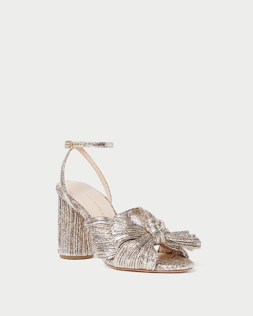 loeffler randall Camellia Champagne Pleated Bow Heel