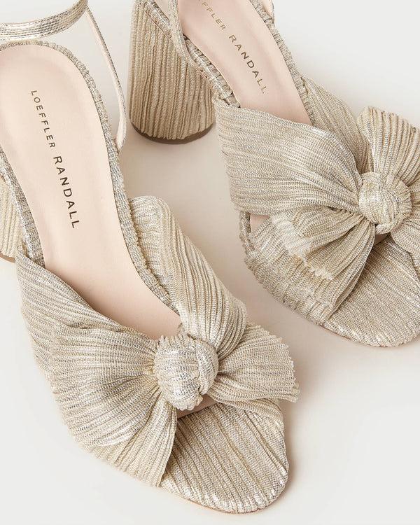 Loeffler Randall Camellia Platinum Pleated Bow Heel