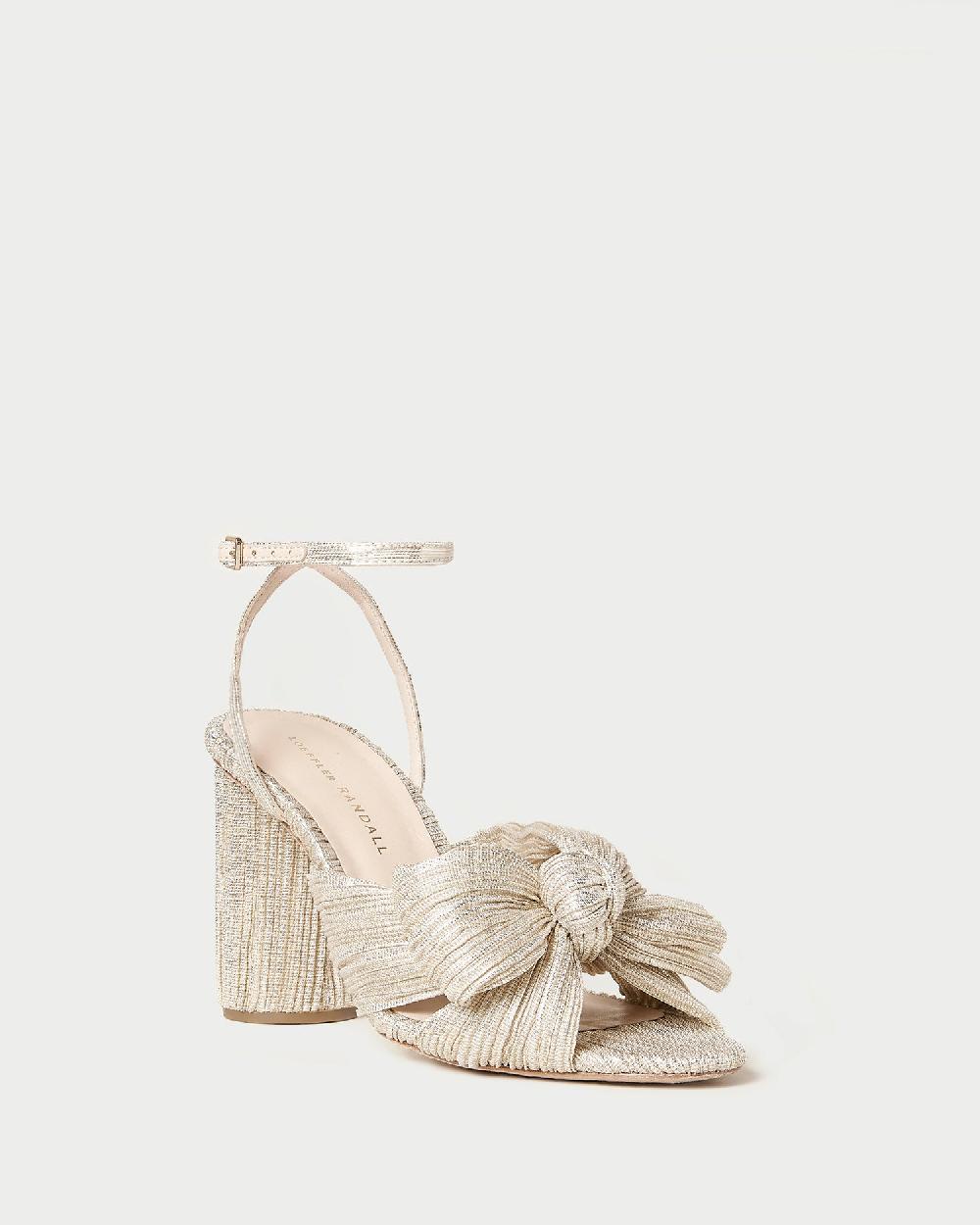loeffler randall Camellia Platinum Pleated Bow Heel