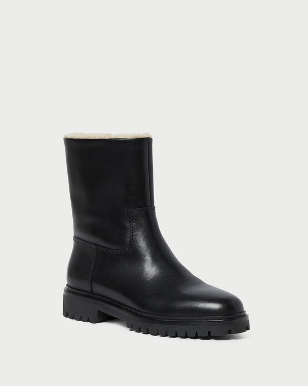 Loeffler Randall Damian Black Leather Lug Sole Boot