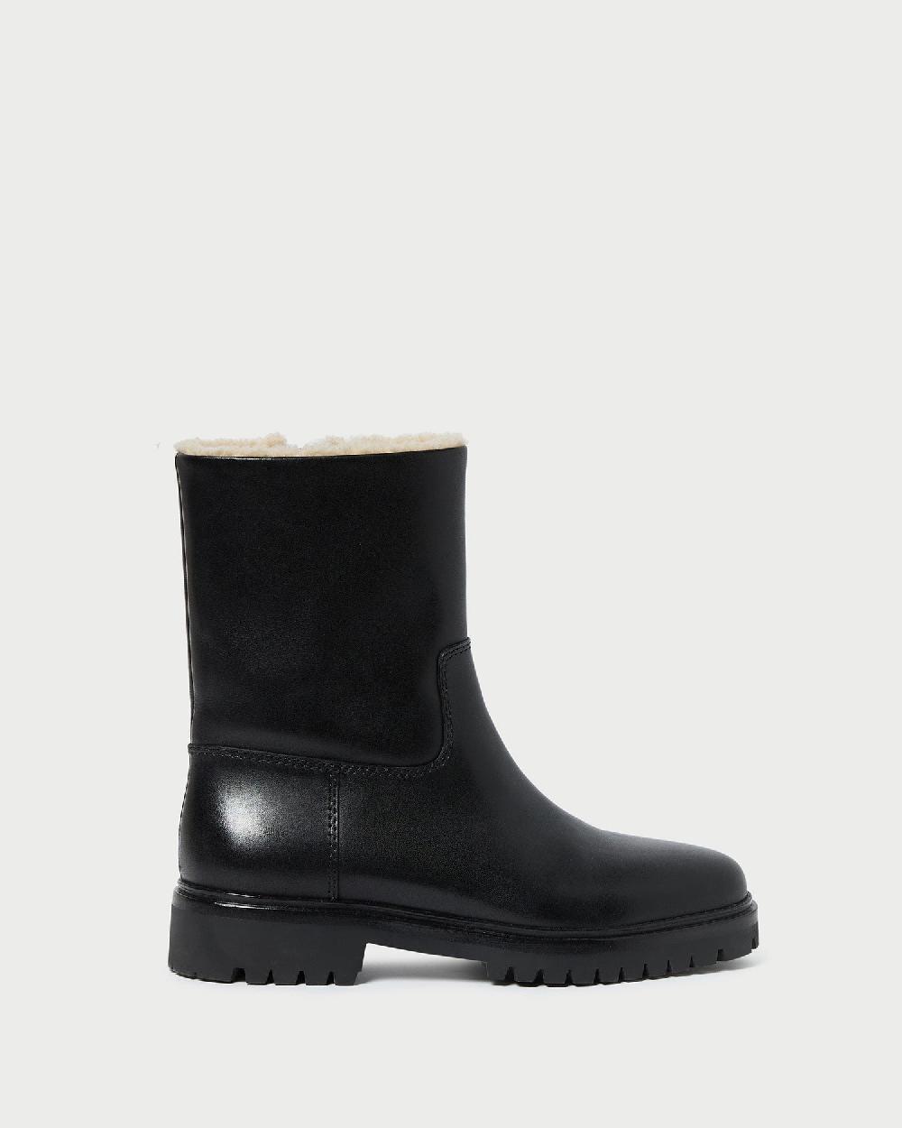 loeffler randall Damian Black Leather Lug Sole Boot