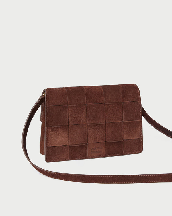 Loeffler Randall Delphine Espresso Suede Shoulder Bag