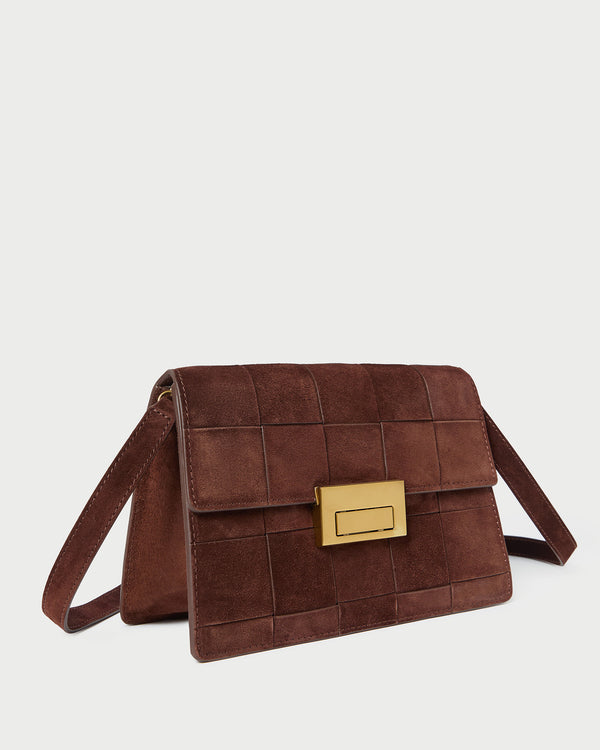 Loeffler Randall Delphine Espresso Suede Shoulder Bag