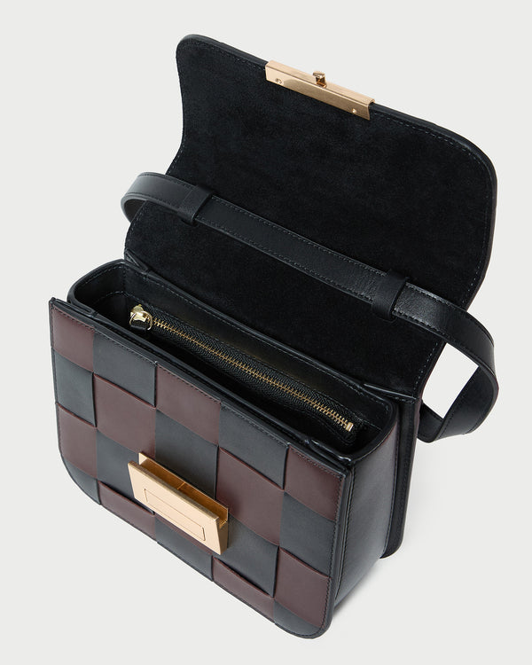 Loeffler Randall Desi Black/Espresso Woven Leather Crossbody