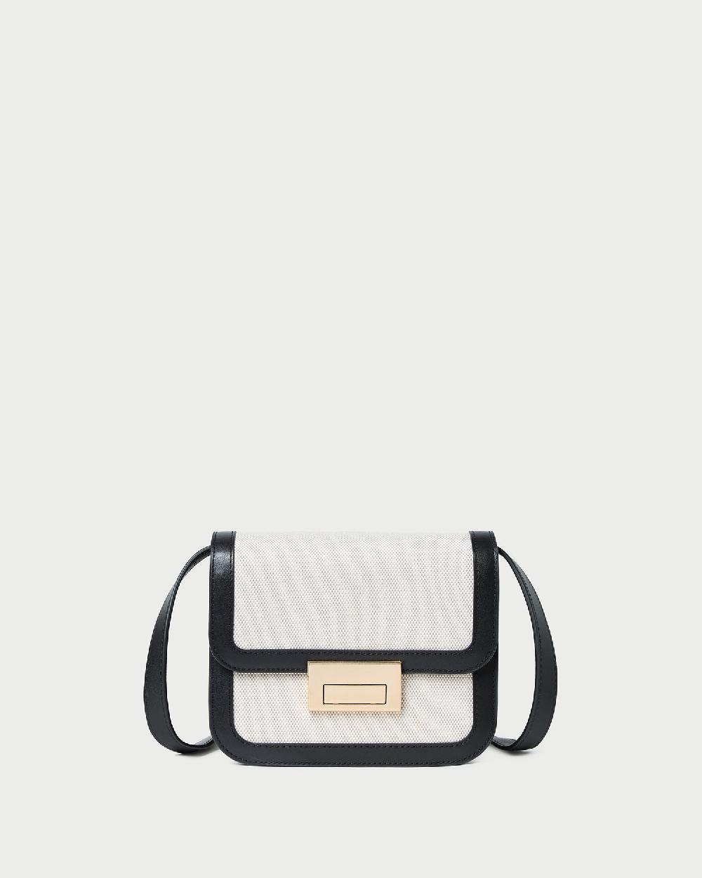loeffler randall Desi Black/Natural Canvas Crossbody