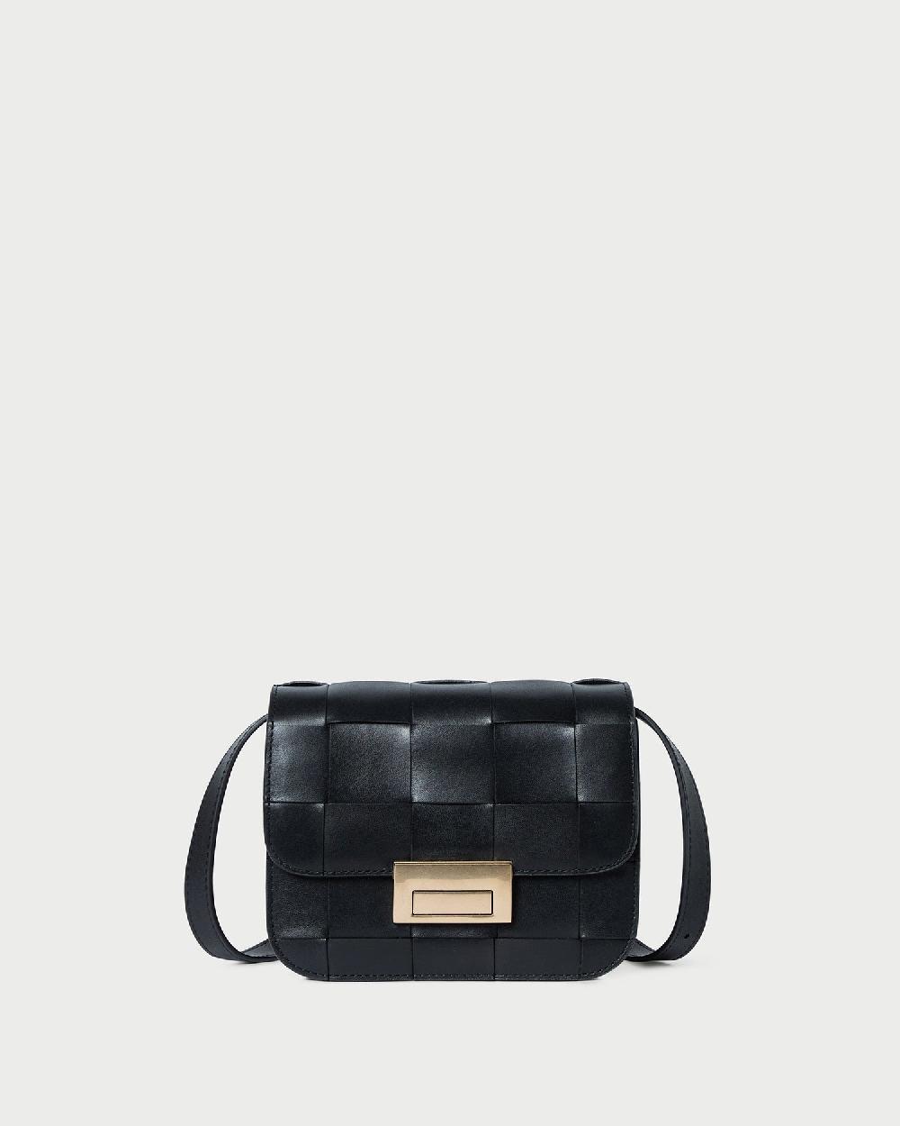 loeffler randall Desi Black Woven Leather Crossbody