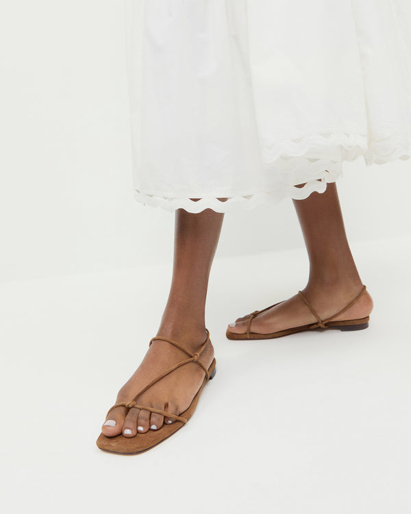 Loeffler Randall Eleanor Cacao Suede Strappy Sandal