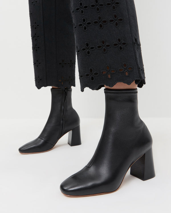 Loeffler Randall Elise Black Leather Stretch Bootie