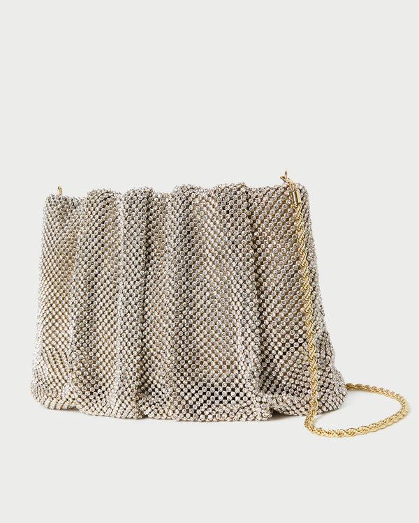 Loeffler Randall Ember Gold Diamante Gathered Clutch