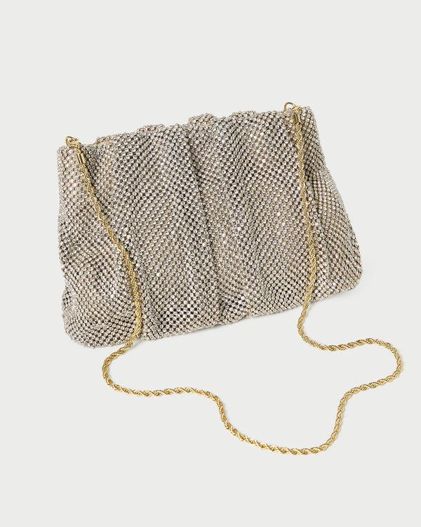 Loeffler Randall Ember Gold Diamante Gathered Clutch