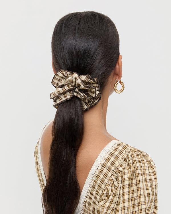 Loeffler Randall Felice Butter Plaid Layered Scrunchie