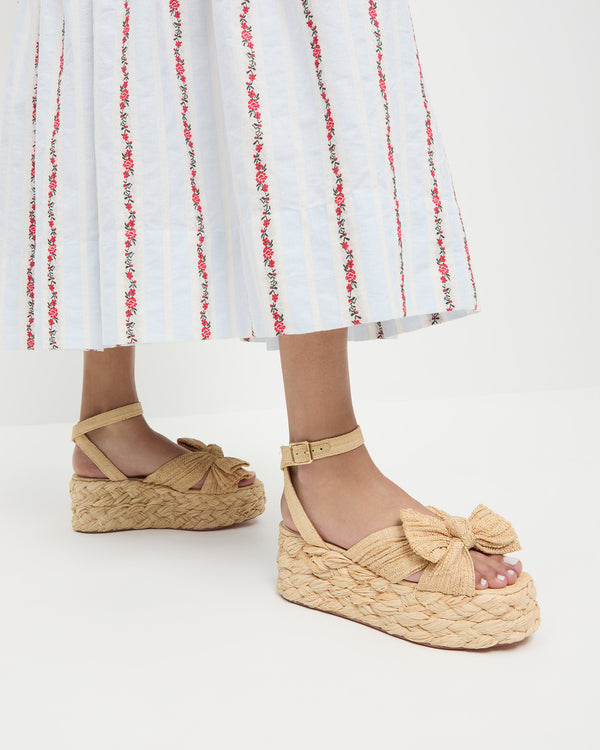 Loeffler Randall Gaby Natural Pleated Bow Espadrille