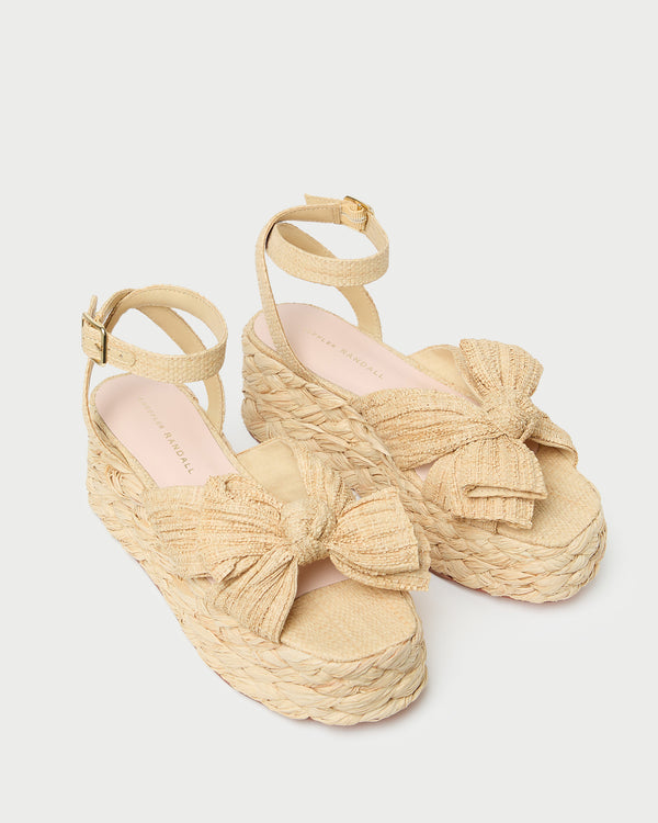 Loeffler Randall Gaby Natural Pleated Bow Espadrille