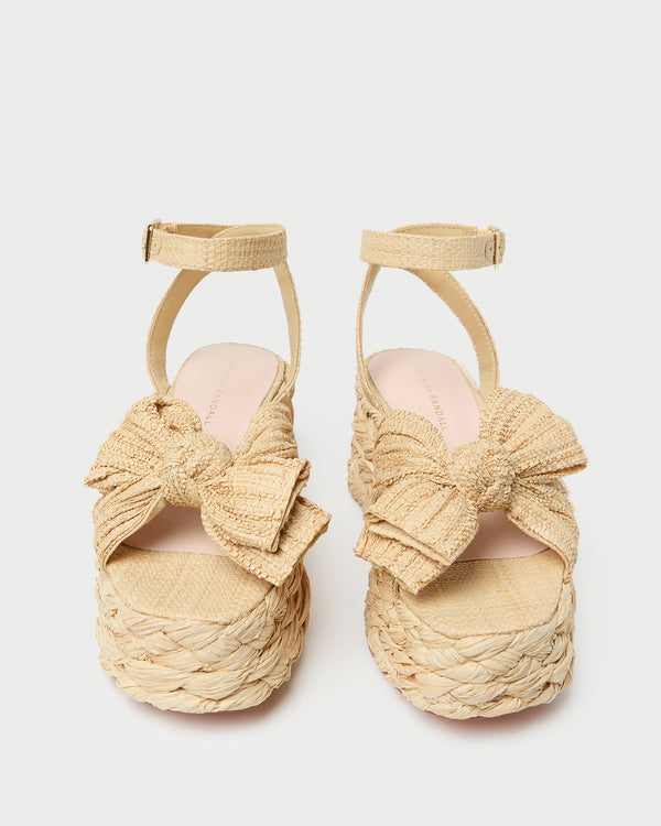 Loeffler Randall Gaby Natural Pleated Bow Espadrille