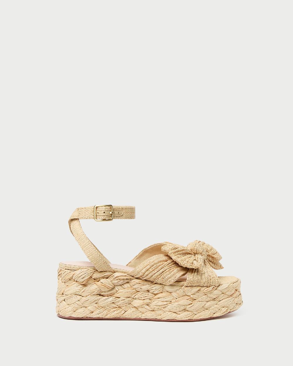 loeffler randall Gaby Natural Pleated Bow Espadrille