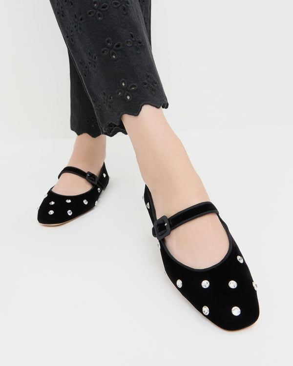 Loeffler Randall Ginger Black/Crystal Velvet Mary Jane