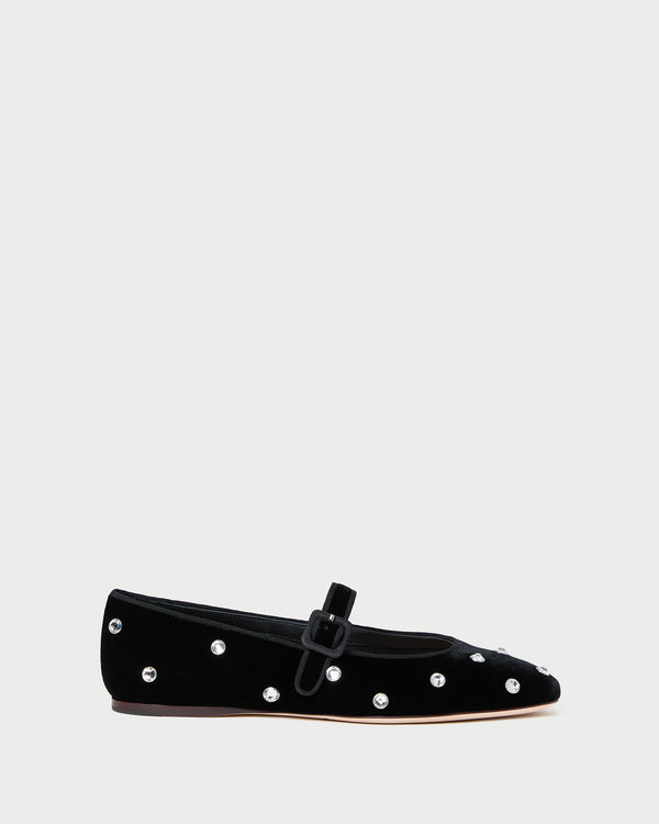 Loeffler Randall Ginger Black/Crystal Velvet Mary Jane