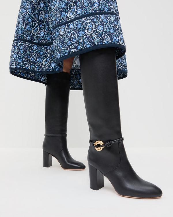 Loeffler Randall Goldy Black/Gold Leather Tall Boot