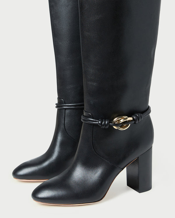 Loeffler Randall Goldy Black/Gold Leather Tall Boot