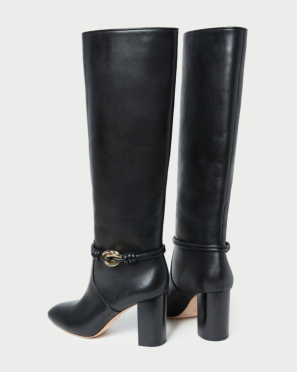 Loeffler Randall Goldy Black/Gold Leather Tall Boot