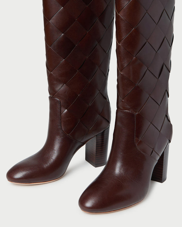 Loeffler Randall Goldy Espresso Woven Leather Tall Boot