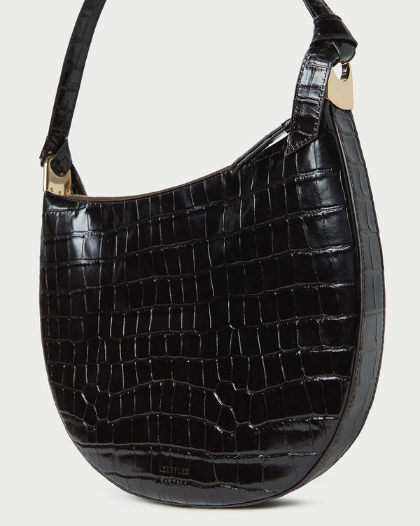 Loeffler Randall Harlow Crocodile Leather Shoulder Bag