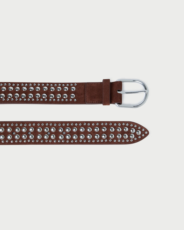 Loeffler Randall Isaac Espresso/Silver Studded Belt