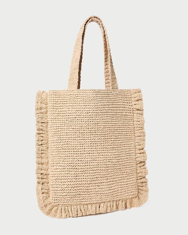 Loeffler Randall Justine Natural Crochet Ruffle Tote