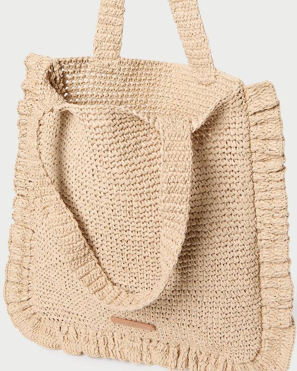 Loeffler Randall Justine Natural Crochet Ruffle Tote