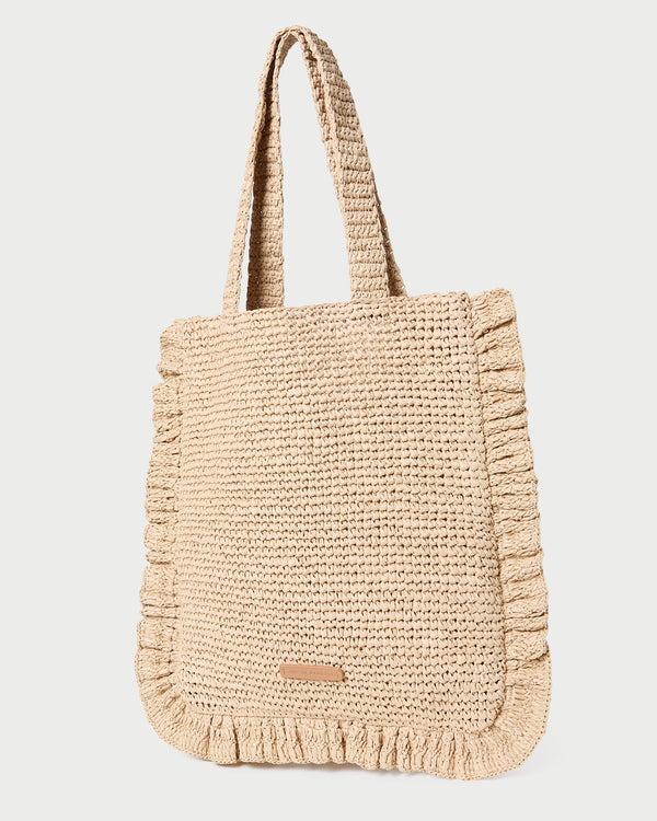 Loeffler Randall Justine Natural Crochet Ruffle Tote