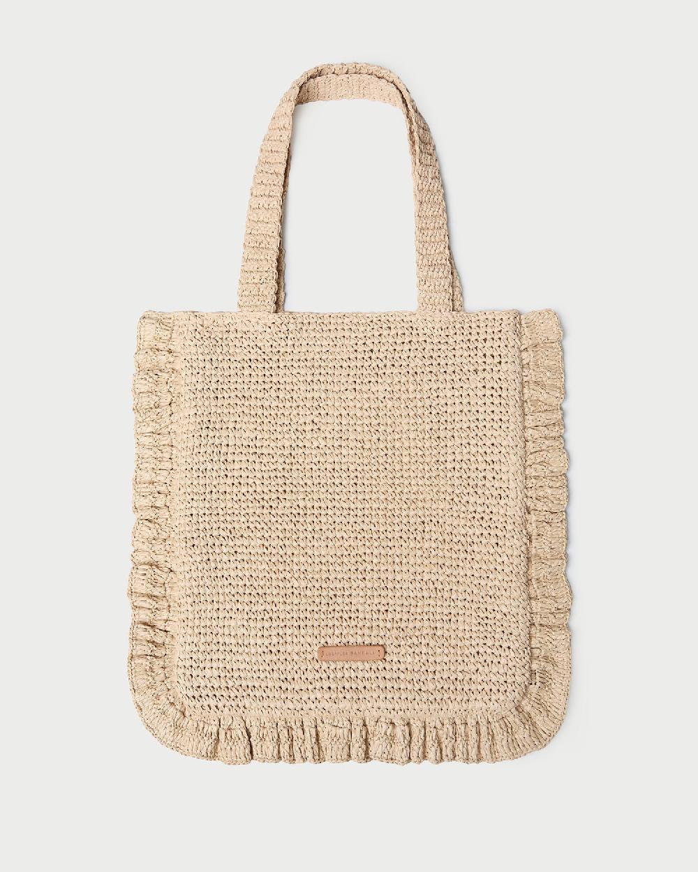loeffler randall Justine Natural Crochet Ruffle Tote