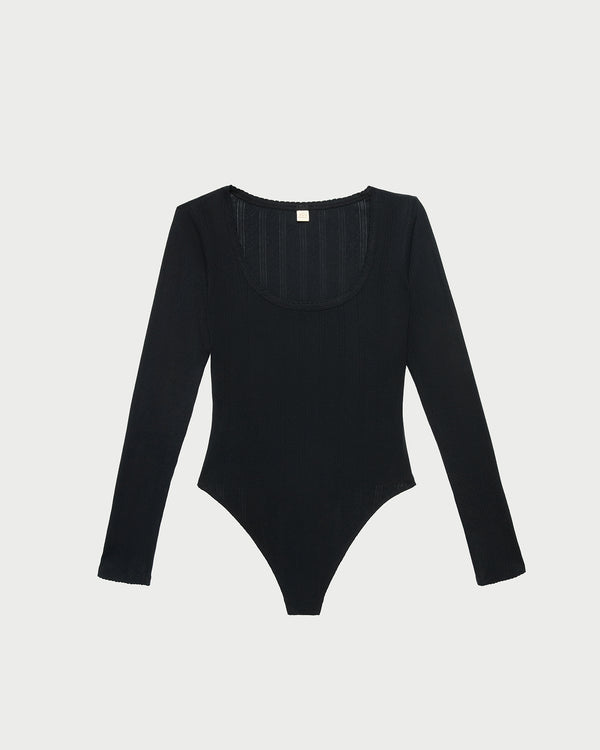 Loeffler Randall Kaya Pointelle Long−Sleeve Bodysuit