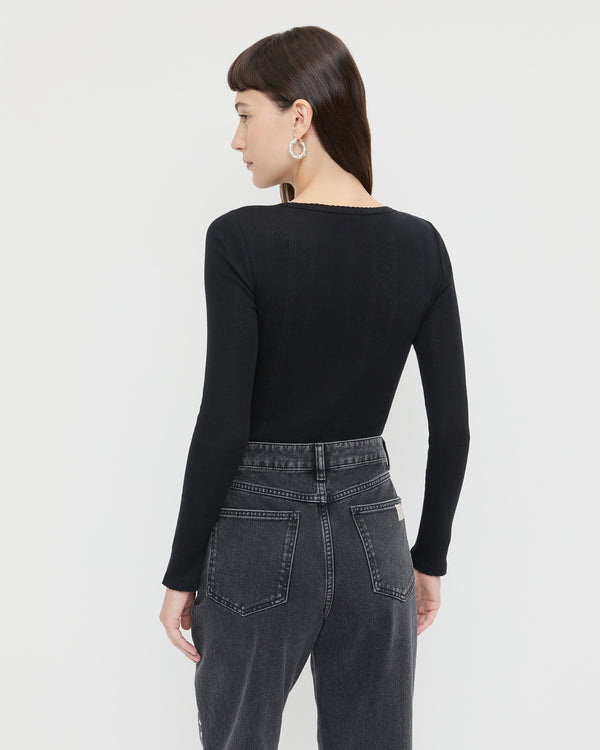 Loeffler Randall Kaya Pointelle Long−Sleeve Bodysuit