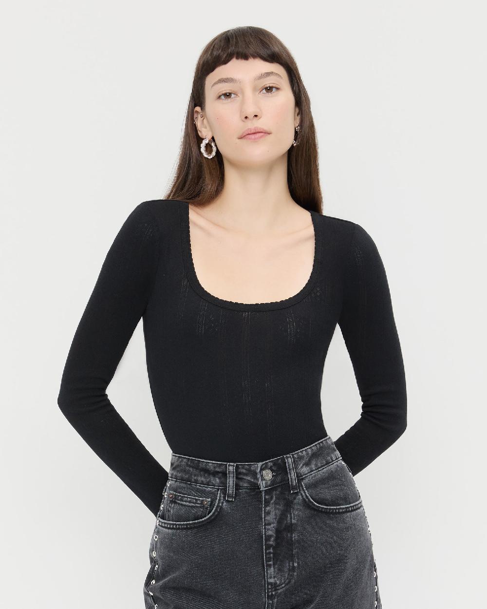 loeffler randall Kaya Pointelle Long−Sleeve Bodysuit