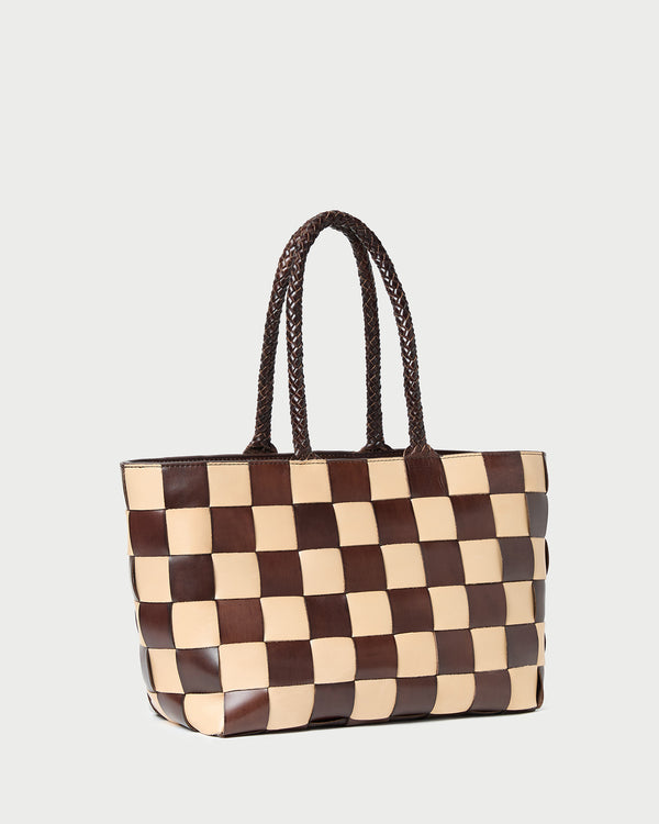 Loeffler Randall Klara Brown/Butter Woven Leather Tote