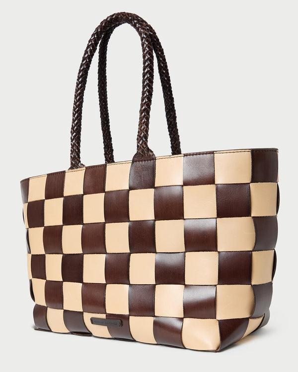 Loeffler Randall Klara Brown/Butter Woven Leather Tote